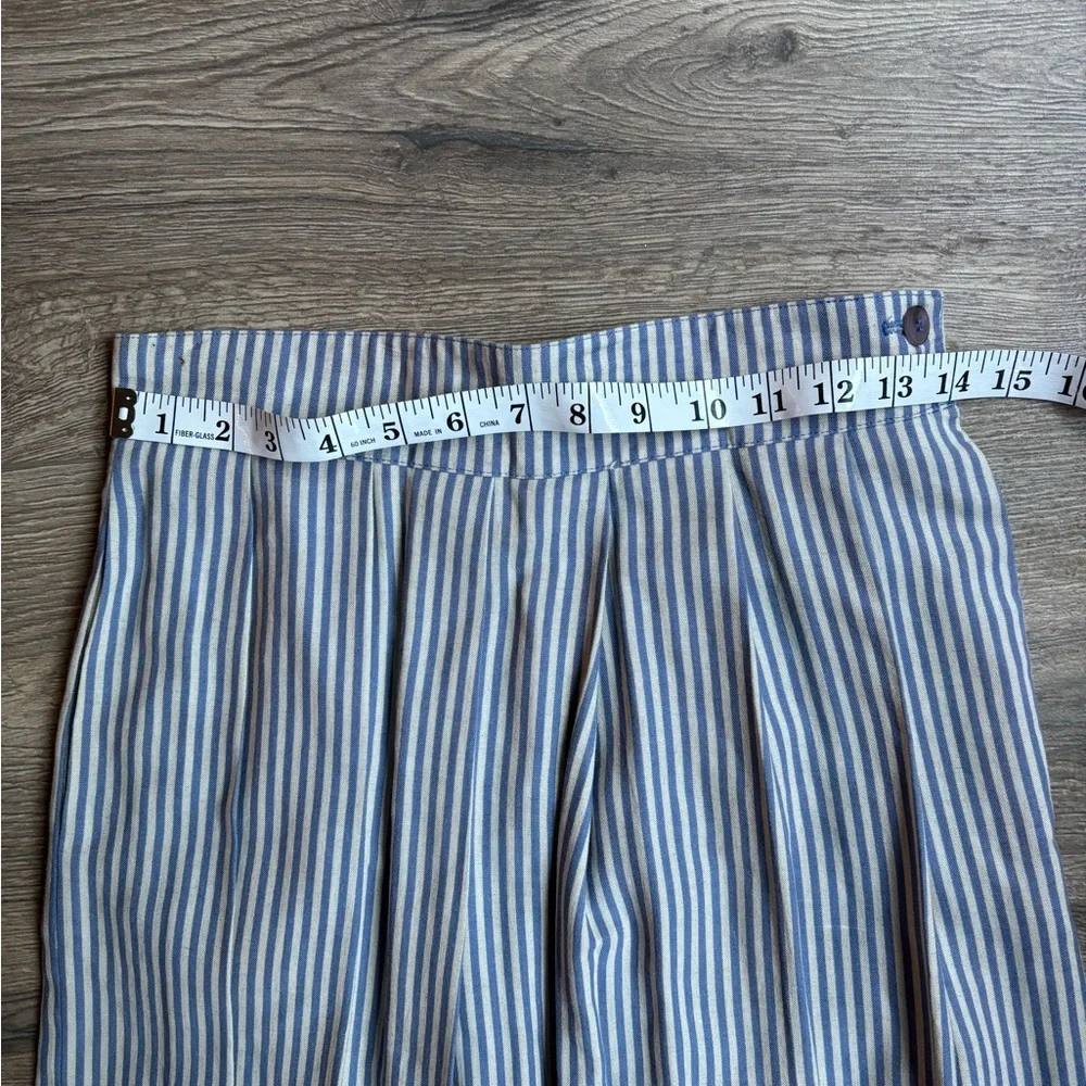 Vintage Prophecy Blue White Stripe Pleated Long Skirt 28” Waist Small Maxi USA - Picture 7 of 10